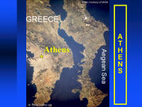 A photo map showing Athens' location within Greece.