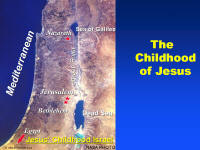 A photo map showing places in Israel important in the childhood of Jesus.