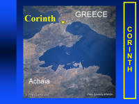 A photo map showing Corinth's location within Greece.